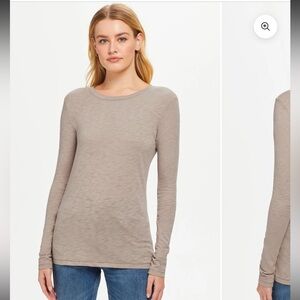 Goldie Long Sleeve Crewneck Top in Taupe - 100% Cotton